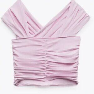 Zara Multiway Draped Knit Crop Top, Pink, size S, like NEW!
